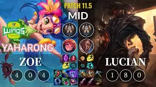 JAG Yaharong Zoe vs Lucian Mid - KR Patch 11.5