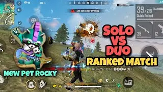 New Pet Rocky Ability Test Gameplay|| Solo vs Duo Ranked Op Gameplay || FREE FIRE