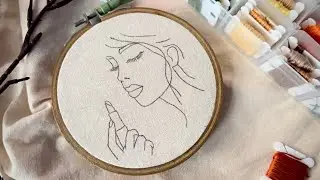 Cute girl and lipstick embroidery tutorial || Embroidery for Beginners - Let&rsquo;s Explore