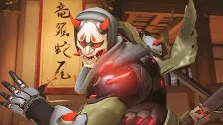 Overwatch - Oni Genji Skin - Gameplay, Highlight Intros, Emotes & More!