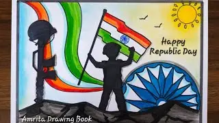 Republic day Drawing easy | 26 January Drawing | Happy Republic Day Drawing | Easy Poster Drawing