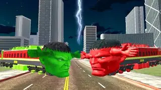 Red Hulk Train Attack Haunted Green Hulk Train - indian bikes driving 3d game
