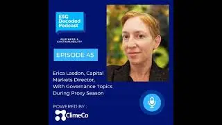 Erica Lasdon, Capital Markets Director, With Governance Topics During Proxy Season