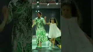Dancing mom and three super pupper little fashionistas on the planet runway #kidsmodelshow  #fashion