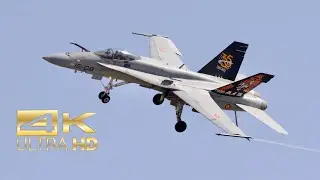 (4K) McDonnell Douglas F-18 Hornet Spanish Air Force flying Display RAF Fairford RIAT 2022 Airshow