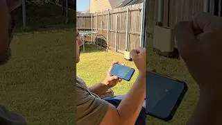 He&rsquo;s streaming the game, OtO&rsquo;s streaming the lawn. #lawncare #sprinkler