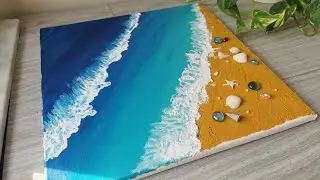 Texture art | Sea beach painting | Ocean Painting | Acrylic painting on canvas