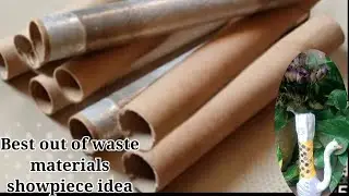 diy swan flower pot from waste cardboard roll | Home decor diy l waste material used idea