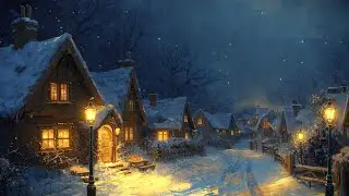 Snowy Cottage Evening ❄️ Warm Lights & Peaceful Winter Ambience