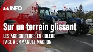 Les agriculteurs en col&egrave;re face &agrave; Emmanuel Macron
