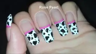 Cow Print Nail Design- French Manicure Tutorial- Easy Animal Nail Art for Beginners | Rose Pearl
