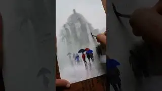 watercolor landscape 3 #youtubeshorts #watercolorlandscape #art #speeddrawing #painting