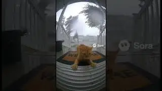 Cat runs away from storm#storm #sora