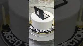 Simple laptop fondant toppers cake decoration ideas/ Coffee Mocha flavour cake/ 45th birthday cake