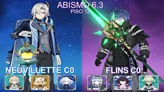 Genshin Impact | Neuvillette Mono-Hydro + Flins Electro-cargados Lunares en el Abismo