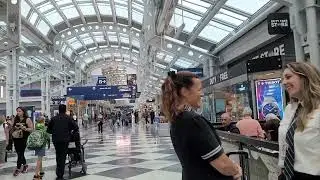 Inside Chicago O'Hare Int'l Airport (ORD) Walking Tour｜Departure Walk｜Chicago, Illinois 🇺🇸