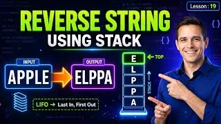 🔥 C Program: Reverse String Using Stack (Data Structures) - Easiest Push/Pop Implementation
