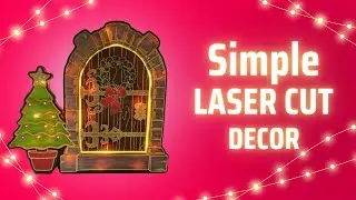 Laser Cut Christmas Door Scene With LED Lights
