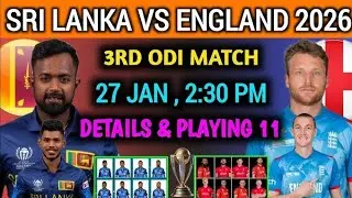 Sri Lanka vs England 3rd Odi Match today Match Prediction