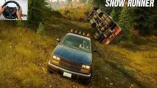 Truck Flipped! Epic Recovery Mission | SnowRunner + Logitech G29 Gameplay | snow runner