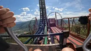 Riding Defiance Roller Coaster at Glenwood Caverns Adventure Park
