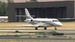 Gulfstream G200 Galaxy landing at Livermore Municipal Airport