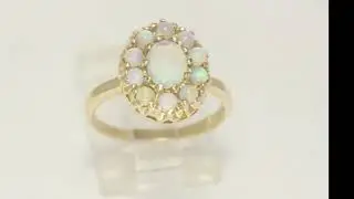 1.35CT Natural Opal Halo Ring 14K YG 3.6GM Size 6 1/2 - 29574