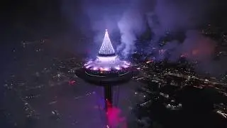 Illuminate's 2019 Space Needle lighting footage.