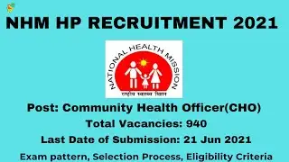 NHM HP Recruitment 2021 || Himachal Pradesh Health Department Recruitment 2021 || Job Series - 16
