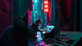Cyberpunk Cat Drops Beats in a Neon Future #CyberpunkCat #AICat #CatShorts #YouTubeShorts #shorts
