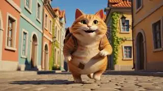 &ldquo;Smiling Chubby Cat on a Walk &ndash; Cute Cartoon Animation&rdquo;