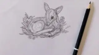 رسم غزال صغير بطريقه سهله #فن #حيوان  #drawing #art #animal