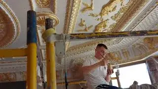 plaster cornices, plaster moldings, gilding of stucco moldings, gilding of plaster cornice London