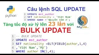 Python - MySQL: Câu lệnh SQL Update cơ sở dữ liệu. Tối ưu hóa tốc độ update dữ liệu với Bulk Update