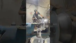 superb young man making stainless steel bowl handmade skill
