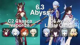 C2 Chasca Vaporize & C6 Ayato with C2 Columbina Lunar Charged | 6.3 Abyss | Genshin Impact