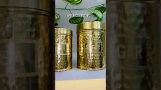 Tea coffee sugar containers. Pital/ brass containers for tea coffee sugar. Home finds.