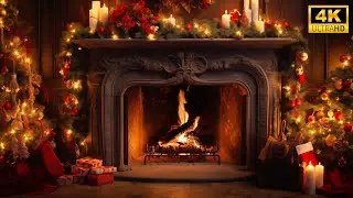 Christmas Fireplace Ambience 4k 🔥🎄Christmas Tree and Fireplace Crackling | Christmas Background