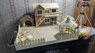 Miniature House Making | DIY Cardboard Hut, Garage & Swing Model | Creative Craft Project