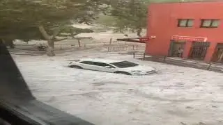 Strong hailstorm turned streets into rivers in Alcora, Spain | Disaster