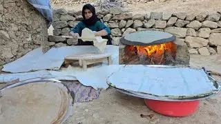 Traditional cooking and baking of flatbread on wood fire | Fire Bread