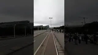 26.07.2024. France, Paris. Police push people back from Charles de Gaulle Bridge.