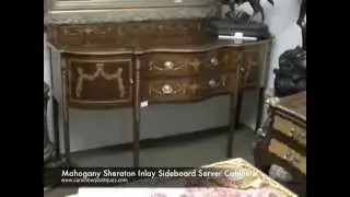 Mahogany Sheraton Inlay Sideboard Server Cabinet