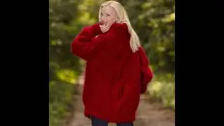 Red cable knit mohair jacket by SuperTanya