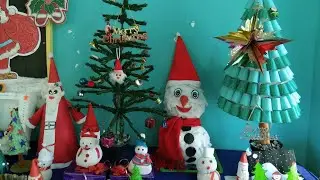 Snowman,making with balls, very easy, cheap idea for Christmas classroom decoration.