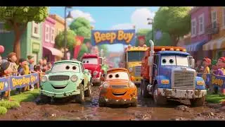 Cars and Trucks in Muddy Beep Beep Parade | Nursery Rhymes & Kids Songs | Vehicle Fun