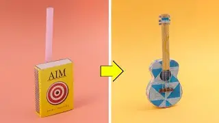 DIY mini Guitar from matchbox || How to make miniature guitar with matchbox #shorts