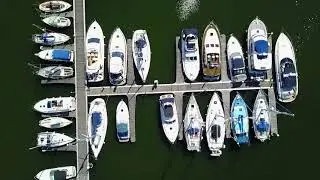 Aerial drone views of Portishead Marina, Lido and Lake Grounds