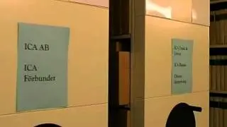 ICAs filmkamera sveper &ouml;ver arkivkorridorerna och ICAs arkiv
