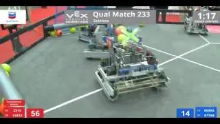 VEX Worlds 2016 - VRC High School - Science - Qual 233 (231X 1492X) 64 vs 97 (8059A 8776B)